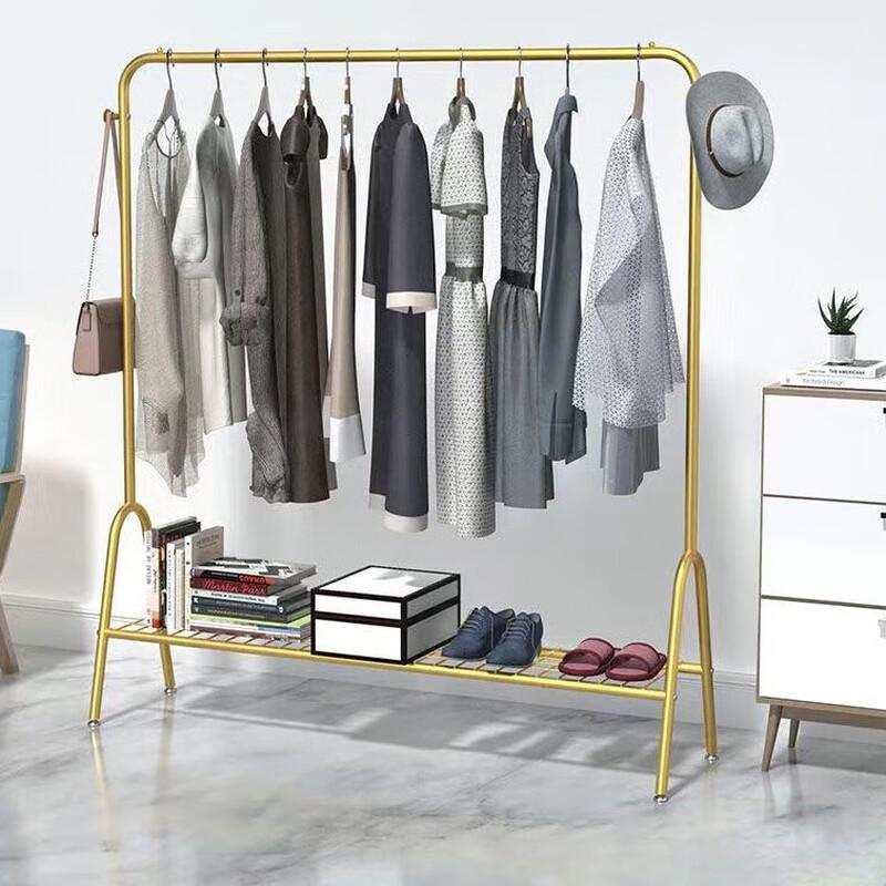 Light Luxury Metal Garment Rack with Shoe Shelf and Drying Bar
