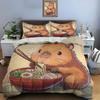 Cute Cartoon Capybara Print Bedding Set Duvet Cover 1 Duvet Cover 2 Pillowcases Adult and Boys Bedding Set Luxury Gifts
