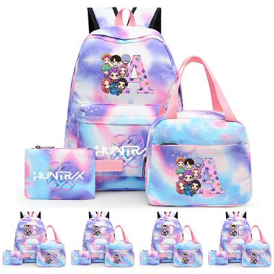 3Pcs/set Anime Cartoon Printed Backpack with Lunch Bag Pengcil Case for Teenager Girl Boy Bookbag Large Capacity Travel Bag Kid Gift Rucksak