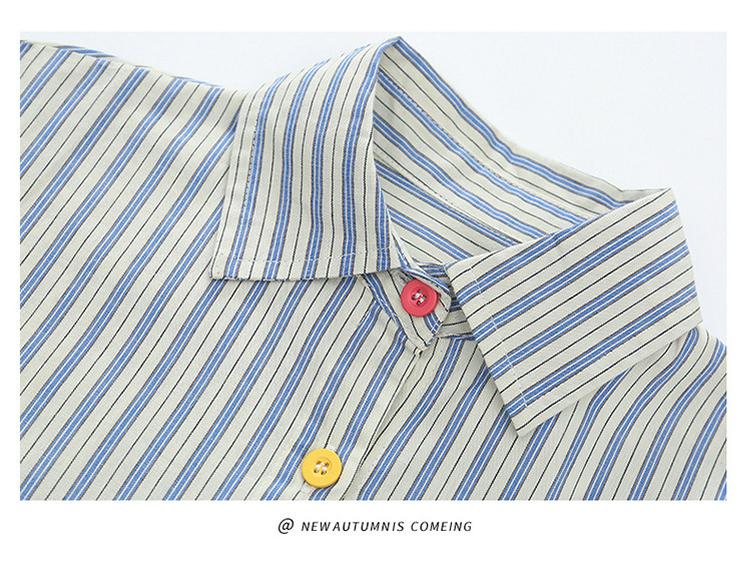Girls' Long-Sleeved Striped Cartoon Shirt - Autumn 2025 Collection
