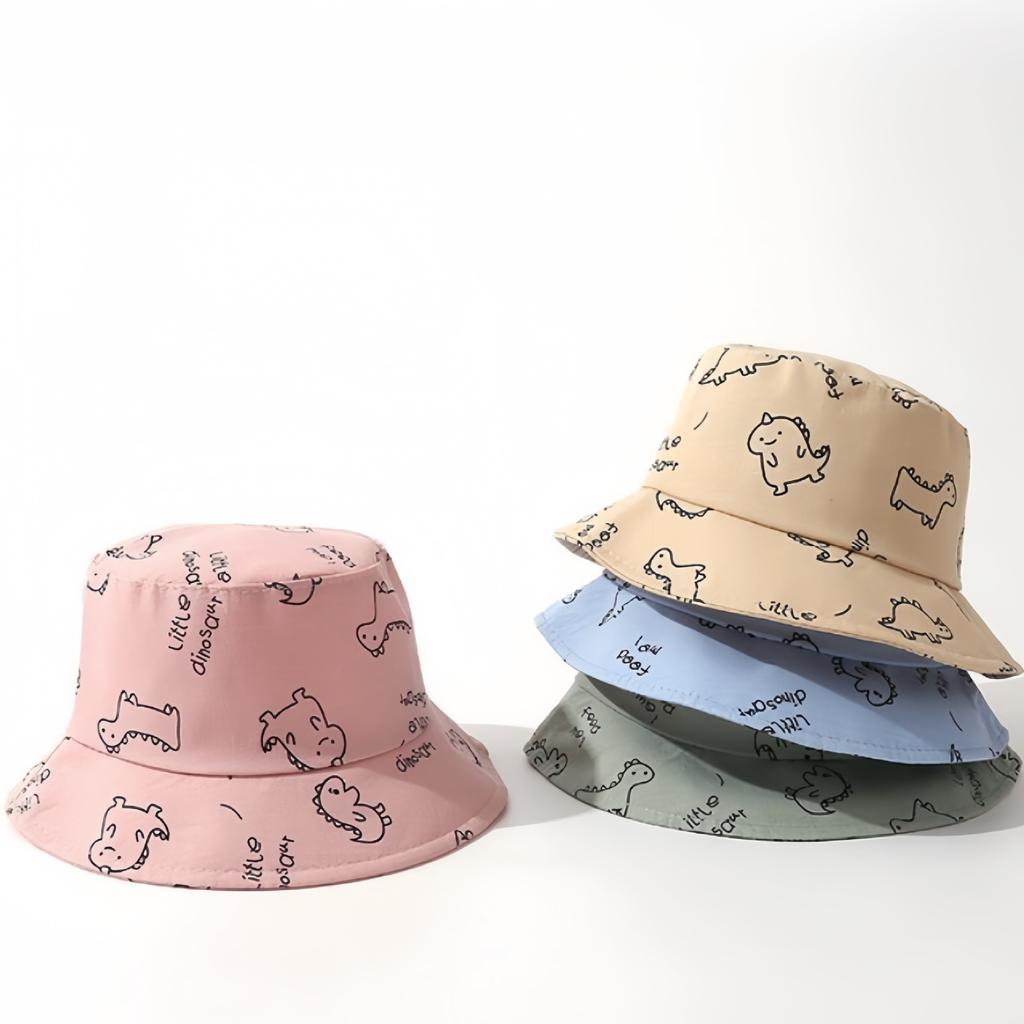 Cute Cartoon Dinosaur Baby Bucket Hat Sun Protection Soft Cotton Beach Cap For Kids Summer Outdoor Fisherman Hat