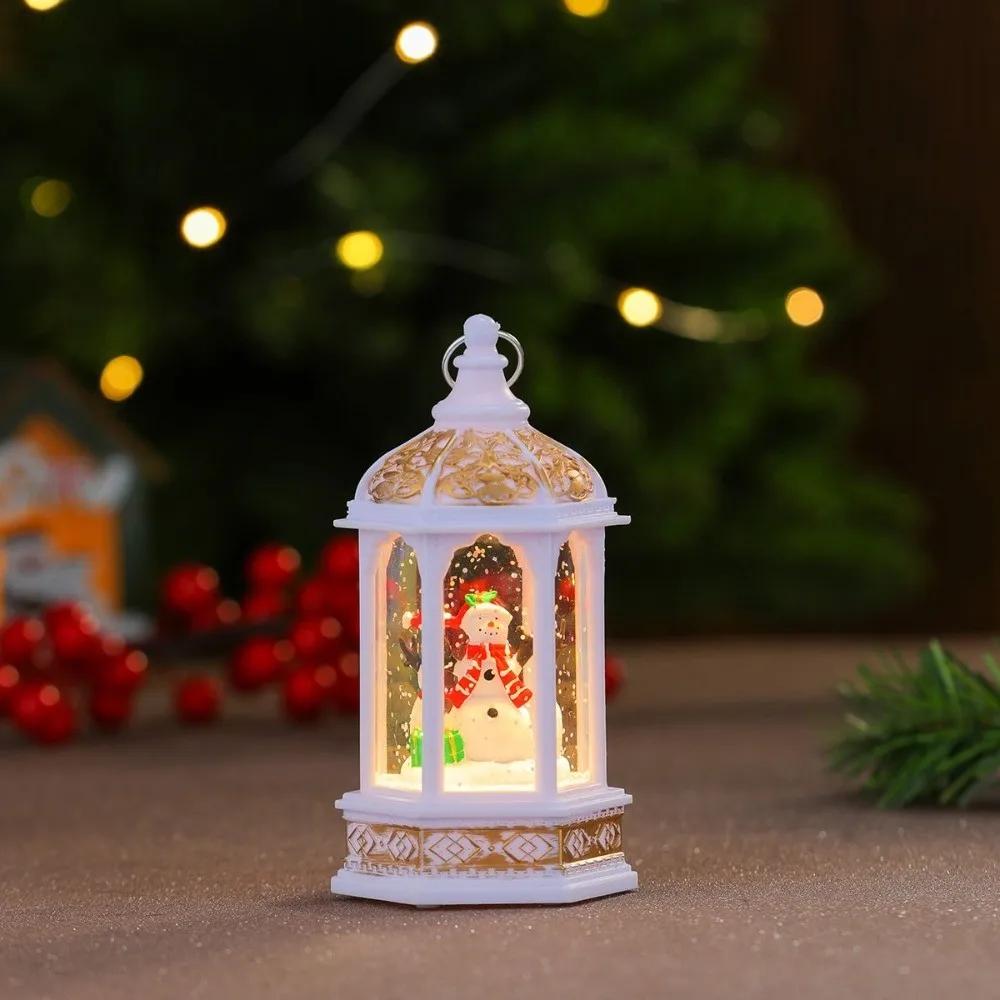 Waterproof Xmas Tree Christmas Wind Light Santa Claus Hexagonal Snow Globe Lamp LED Night Light Table Centerpiece