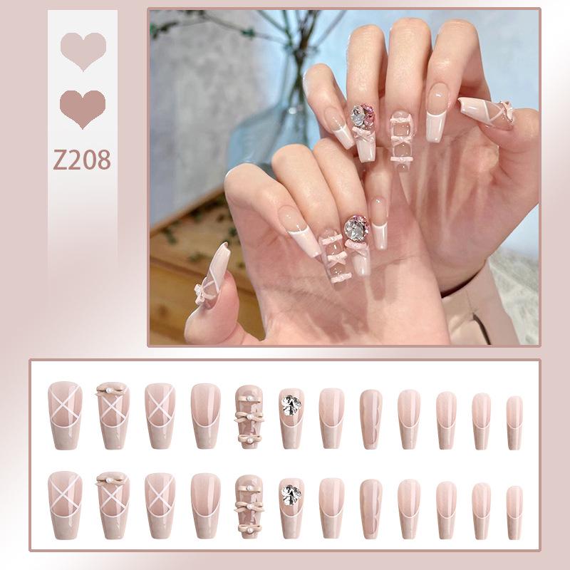 Luxurious Transparent Blush Bubble Rose Press-On Nail Set with Wearable Stickers