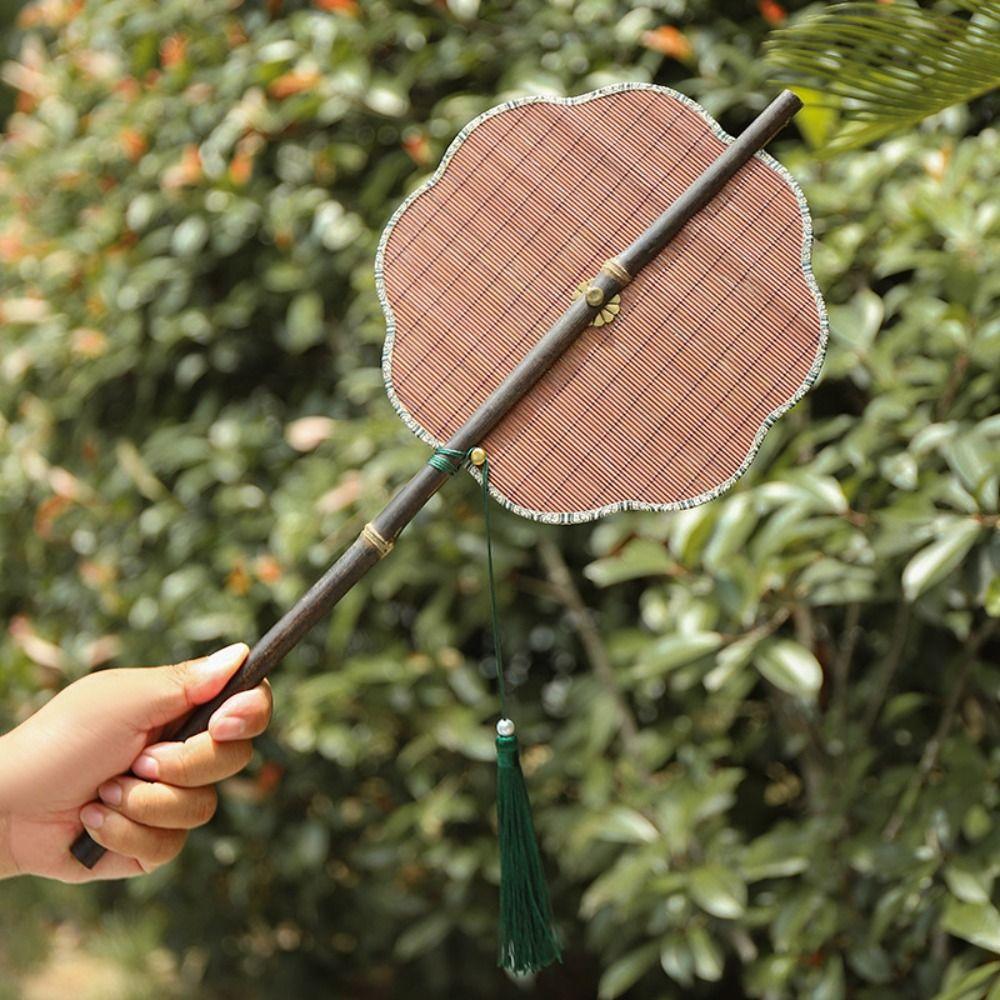 Chinese Style Purple Bamboo Waist Fan Natural Foldable Waist Fan Portable Hanfu Group Fan  for Home