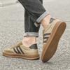 New Shoes for Men Genuine Leather Casual Shoes Fashion Striped Flat Skateboard Shoes Youth Trend Lace-up Sneaker