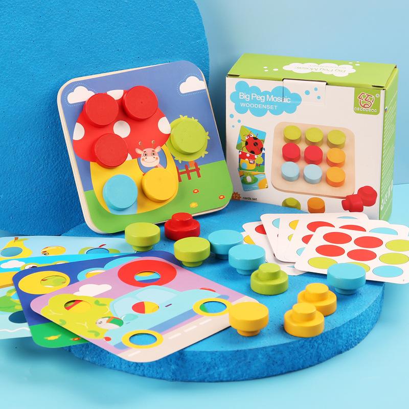Montessori Houten Speelgoed Kleur Vorm Matching Puzzelspel Kleurrijk Kralen Kleurherkenning Vroeg Educatief Speelgoed Cadeau Voor Kinderen