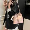 Premium Texture College Style Shoulder Bucket Bag Women'S Large Capacity Pumping Belt Casual Simple Backpack