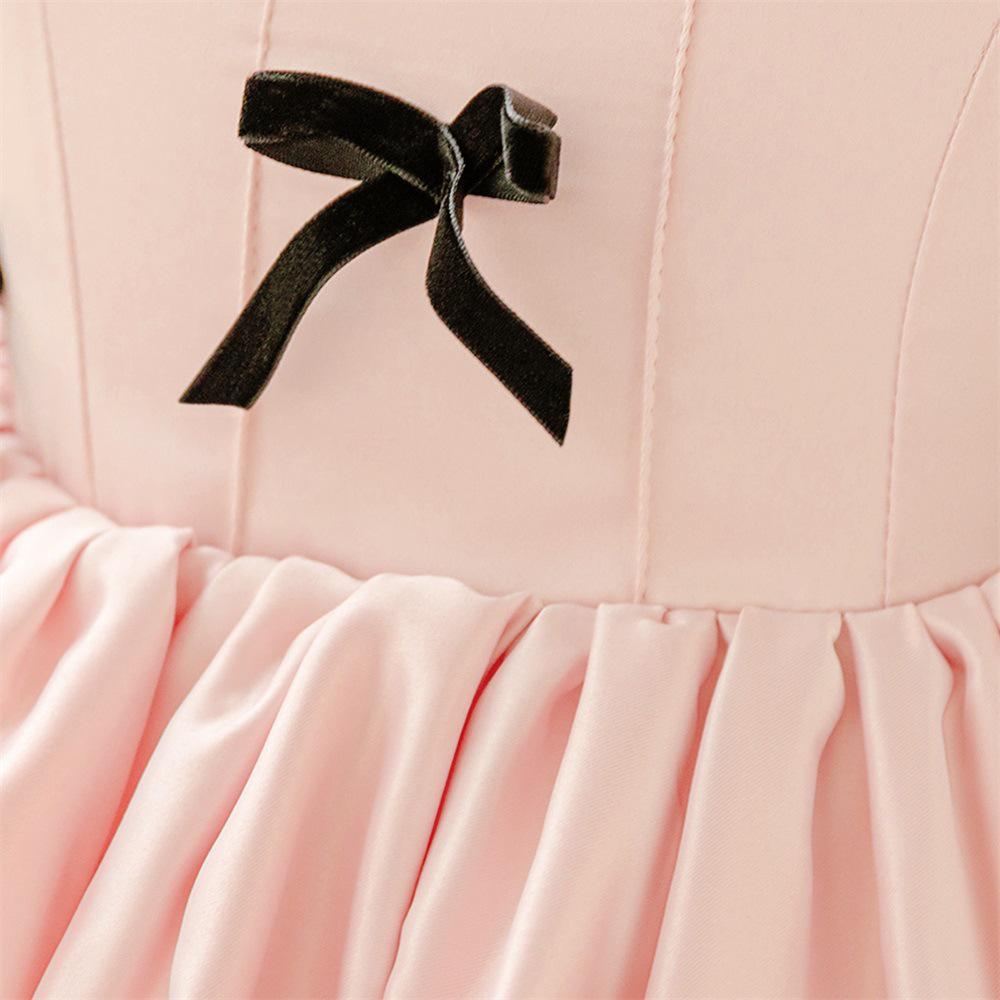 Elegant Girls' Princess Dress - Bow Puff Sleeve Birthday & Fashion Show Gown
