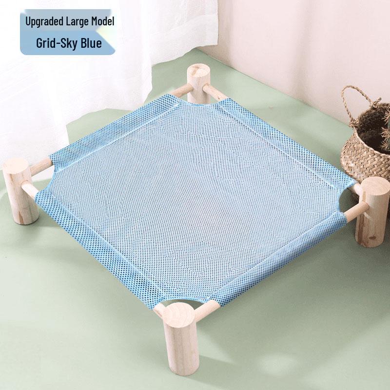 Breathable Pine Wood Rattan Woven Folding Pet Bed - Moisture-proof, Removable, Washable, Four Seasons Style.