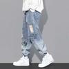 Letter-print Jeans Men's Fashion Loose Cartoon Corset I Drawstring Pants