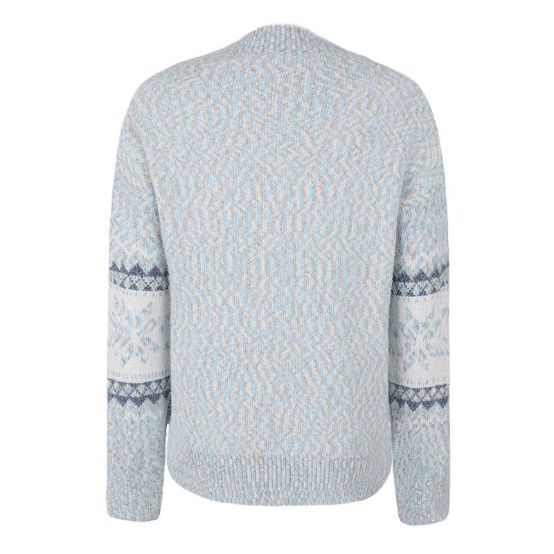 Damen Strickwaren Herbst/Winter Weihnachtspullover Halbrollkragen Schneeflockenpullover