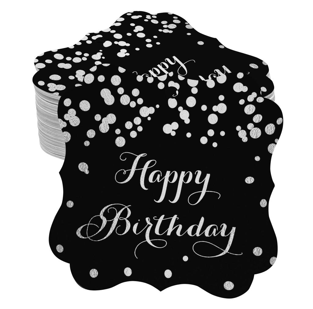 Inkdotpot Real Gold Foil Bracket Shape Paper Hang Tags Happy Birthday Favor Tags Pack Of