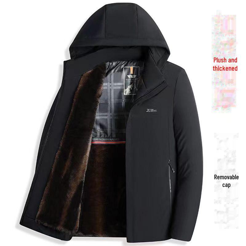 Herren Gold Samt Winterparka - Elegante Businessjacke für mittleres Alter