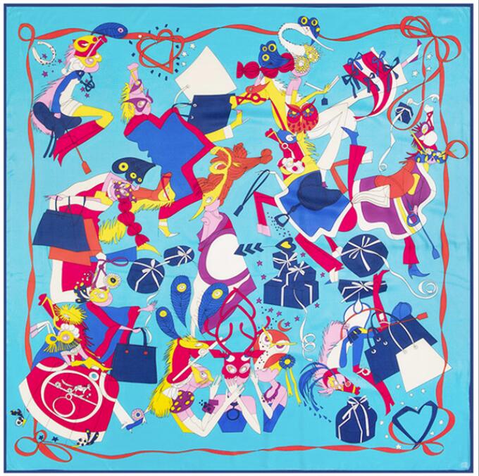 Silk Scarf Women Large Shawls Stoles Cashew Print Square Scarves Echarpes Foulards Femme Wrap Bandanas 130*130CM