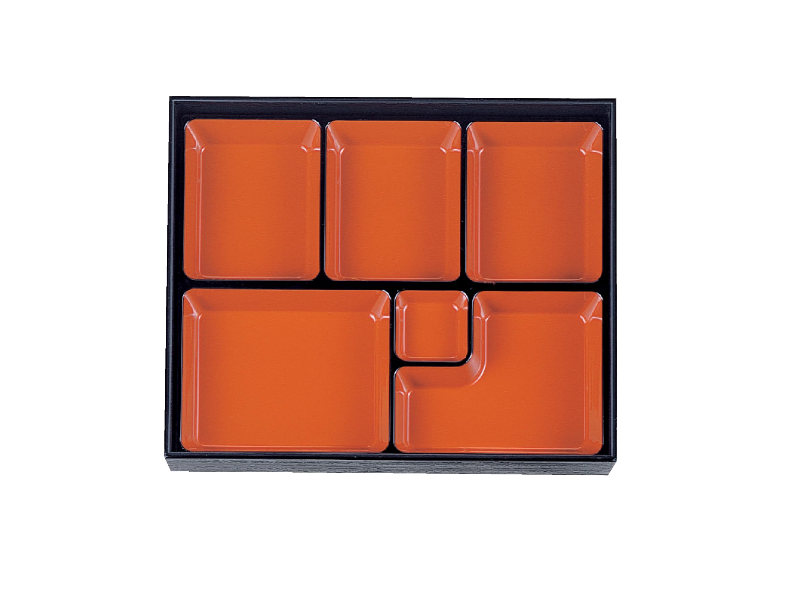 Wakaizumi TA Long Rectangular Bento Box with 6 Vermilion and Black Lacquerware, 11-inch Compartments, Finish, 1-366-3 чёрный