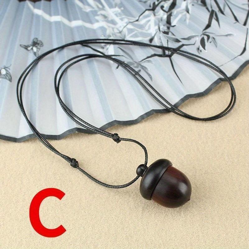 

1 шт. винтажный привинчивающийся кулон из черного дерева в виде желудя, длинное ожерелье Gawu Box, подвеска в виде сосновой шишки, подвеска в виде желудя C