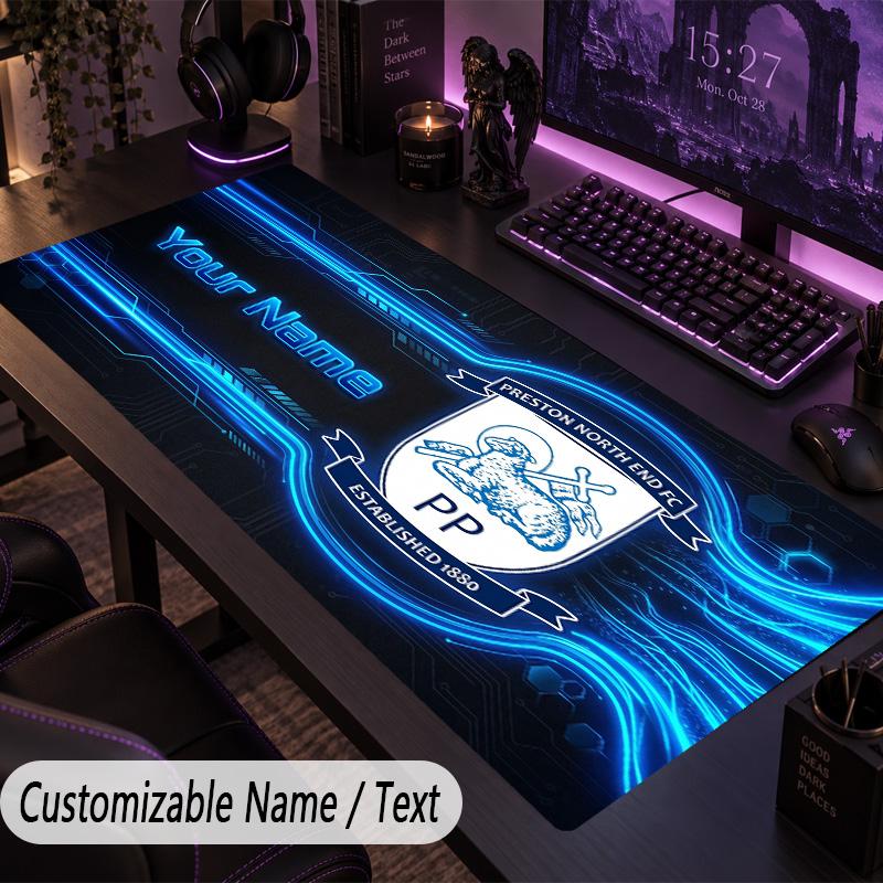 Large Mouse PadPreston North End Custom Name Text Personalized Desk Mat Non Slip Gaming Pad