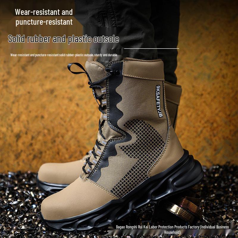 Men's Steel Toe Safety Shoes: High-Top, Ankle Support, Anti-Smash, Puncture-Resistant, Comfortable, Wear-Resistant