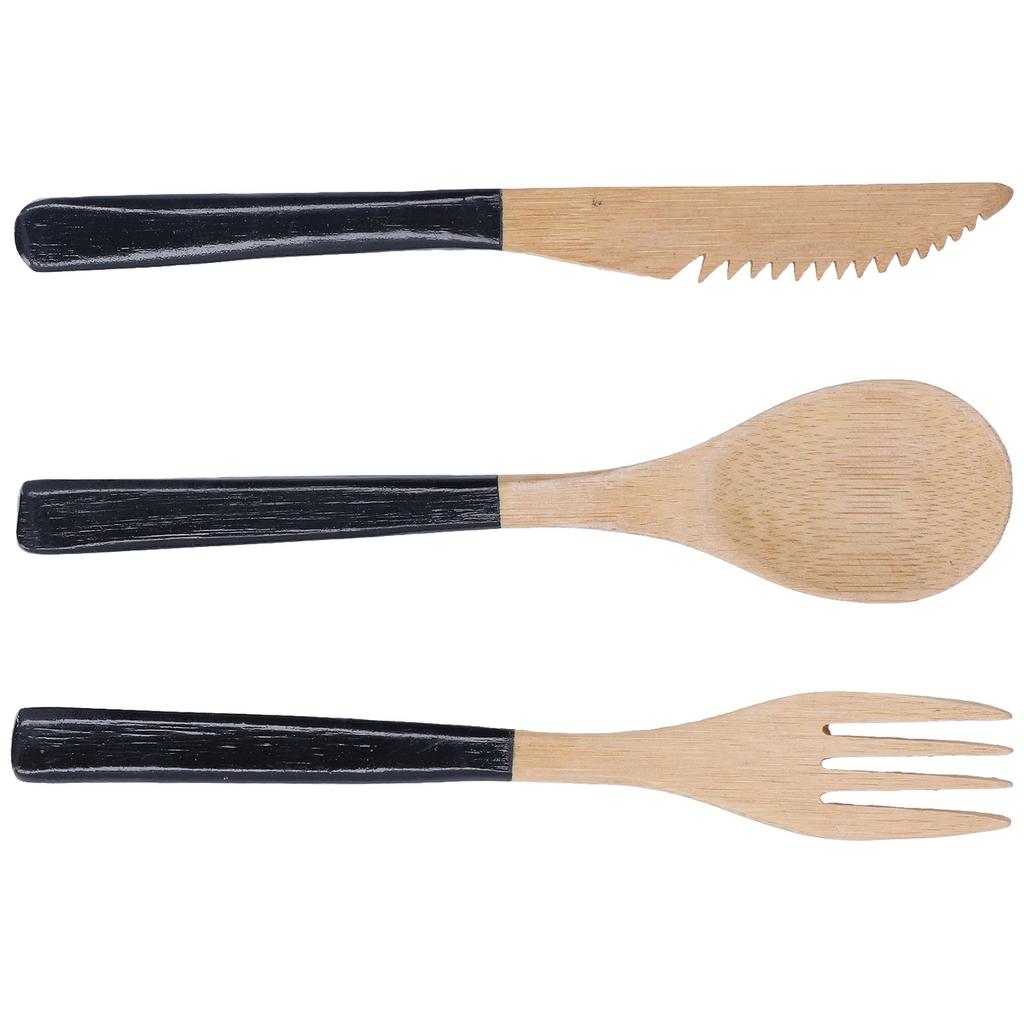 3Pcs Japanese Wooden Cutlery Set Safe BPA Wooden Cutlery Spoons Forks Knives for Kitchen