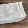 Used Handmade Stole, Ivory Linen, Fringed, Large Shawl