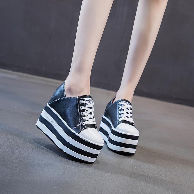 Fashion High quality 12cm Platform Wedge Sneakers Shoes Slippers for Women Shoes Spring Autumn Breathable Summer Shoes Mules Breathable