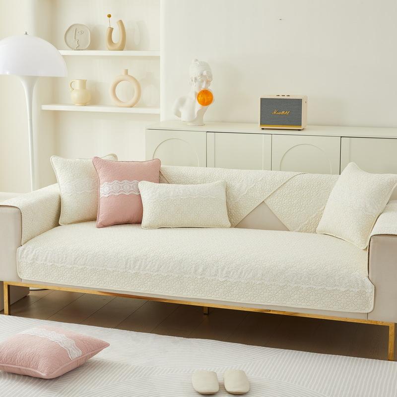 Fabric Anti-cat Scratch Sofa Cushion Cover Cotton Cushion Non-slip Back Towel Cover Pastoral Cotton Four Seasons Universal