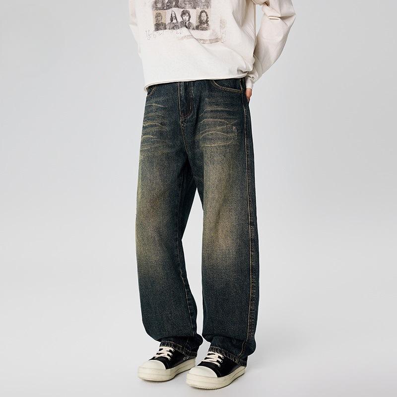 

Весна Ретро Мейнстрим Тренд Хай Стрит Свободные Маленький Ятаган Прямые Не тянущиеся Джинсы 40 синий