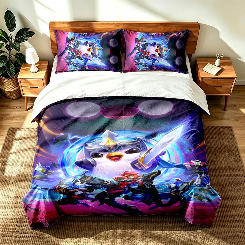 Teamfight Tactics (1) 3pc set suitable for master bedrooms soft and comfortable an ideal gift for family and friends Includes one duvet cover and two