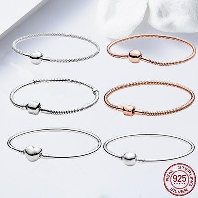 Πώληση 925 Sterling Silver Moments Mesh βραχιόλι Snake Chain Charm Beads Bracelet for Women Fashion Diy Jewelry 6 Styles