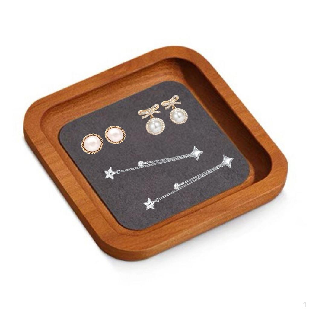 Jewelry Tray Display 4inch Square Multipurpose Scratchproof Vanity Wooden for