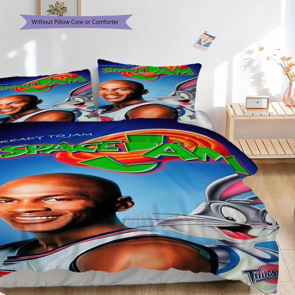 Space Jam Michael Jordan Home Soft Sofa Cover Blanket Down Pillowcase Duvet Cover Without Core Threepiece Set