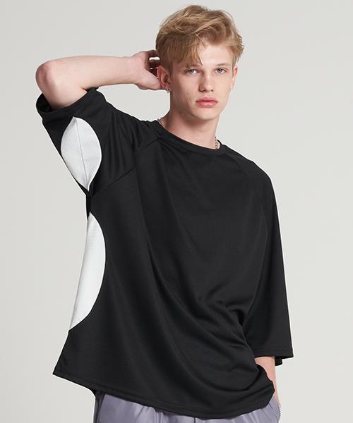 Tener Mesh Color Block Boxy Tee Black F