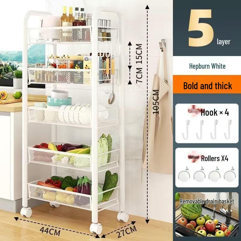 Mehrschichtiges mobiles Lagerregal für Küche, Schlafzimmer und Badezimmer