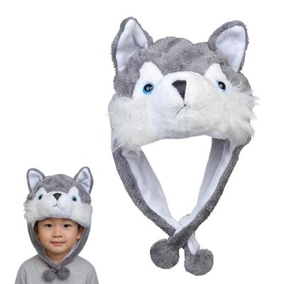 [NazyJnn] Plyšová zvířecí čepice na Halloween, Perfektní pro děti i dospělé, Roztomilá s ušima, Cosplay, Zimní vybavení, Vtipný dárek Husky
