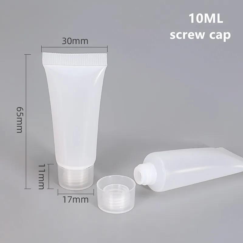 

10 шт. пустые многоразовые пластиковые тюбики, полупрозрачные косметические контейнеры, мягкие пластиковые тюбики, дорожная бутылка с откидной крышкой Plastic