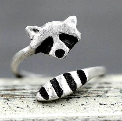 Niedlicher kleiner Waschbär-Ring, Boho-Mode, offener Ring, Party-Schmuck, Geschenke für Frauen
