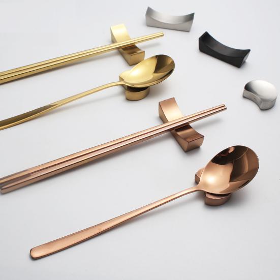 Spoon Chopstick Rest Stainless Steel Creative Ingot Shape Spoon Chopstick Holder Rustproof Tableware Stand for Home Restaurant Hotel Use