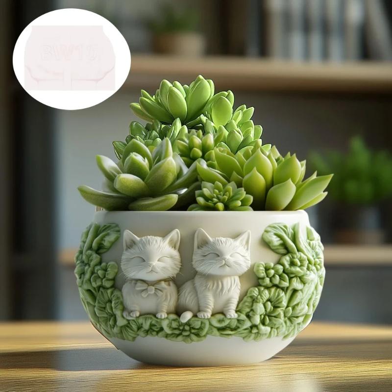 3D Sitzende Katze Sukkulenten Pflanztopf Epoxidharz Silikonform Niedliche Haustier Katze Aufbewahrungsbox Betonform Katze Kerzenbecher Gipsformen