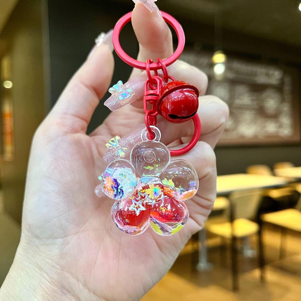 Cute Cartoon Cherry Blossom Quicksand Keychain Mini Oil Drop Pendant Creative Gift For Students And Children