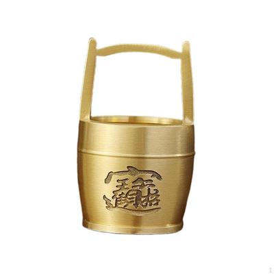 Chinese Style Treasure Bucket Metal Planter Pot Collectible Statue Table Centerpiece Storage Lucky