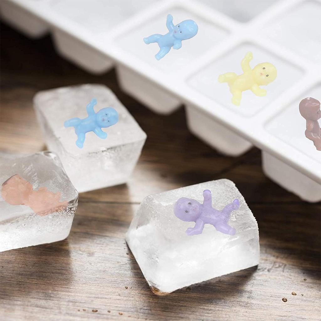 100 Stück 1 Zoll Mini-Kunststoff-Baby-Eiswürfel Baby-Puppe für Babyparty-Party-Spielzubehör Dekoration (In 10 Farben sortiert)
