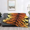 Realistic Tiger Skin Print Flannel Throw Blanket - Portable Warm for Bed/Rug, King Size, Animal Decor Textile
