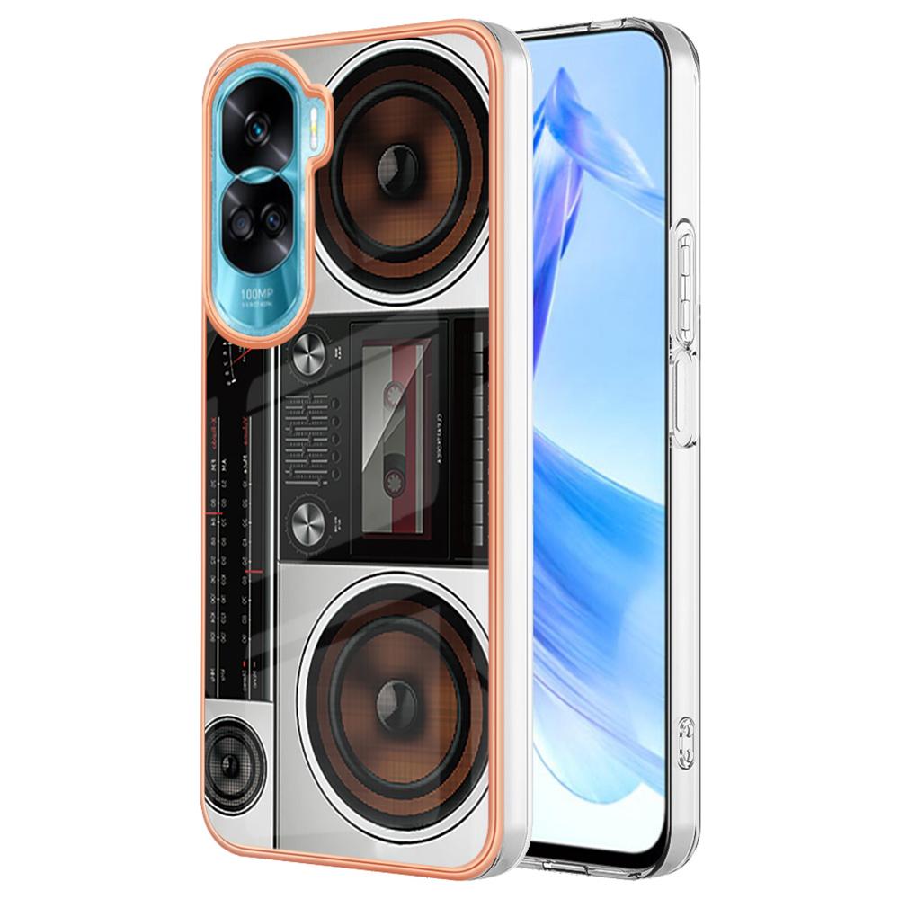 

YB Серія IMD-19 Стиль D Візерунок Гальванічне покриття Чохол для Honor 90 Lite 5G/X50i 5G, Ударостійкий 2.0мм ТПУ IMD Чохол для телефону Radio