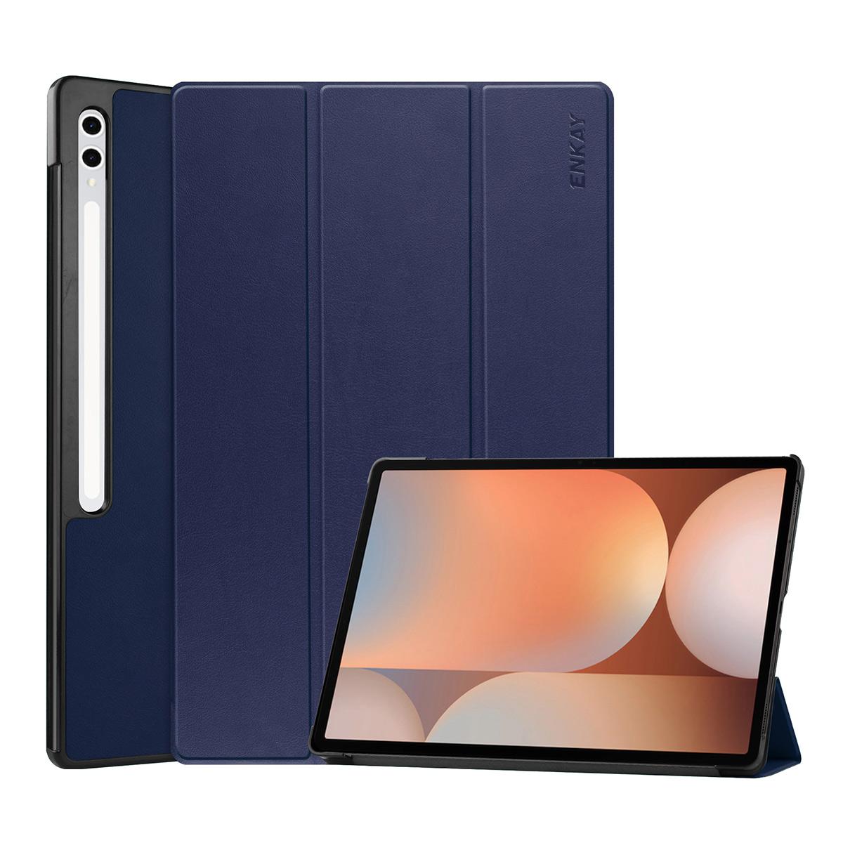

For Samsung Galaxy Tab S9+/Galaxy Tab S9 FE+/Galaxy Tab S10+ Trifold Stand Cover ENKAY HAT PRINCE PU Leather+PC Tablet Case D