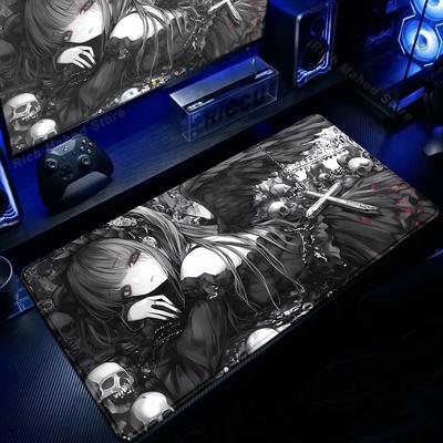 XXL Mouse Pad Dark Angel Anime Girls Desk Mat Office Laptop Extended Deskpad PC Gamer Cabinet Mousepad Keyboard Rug Black Carpet