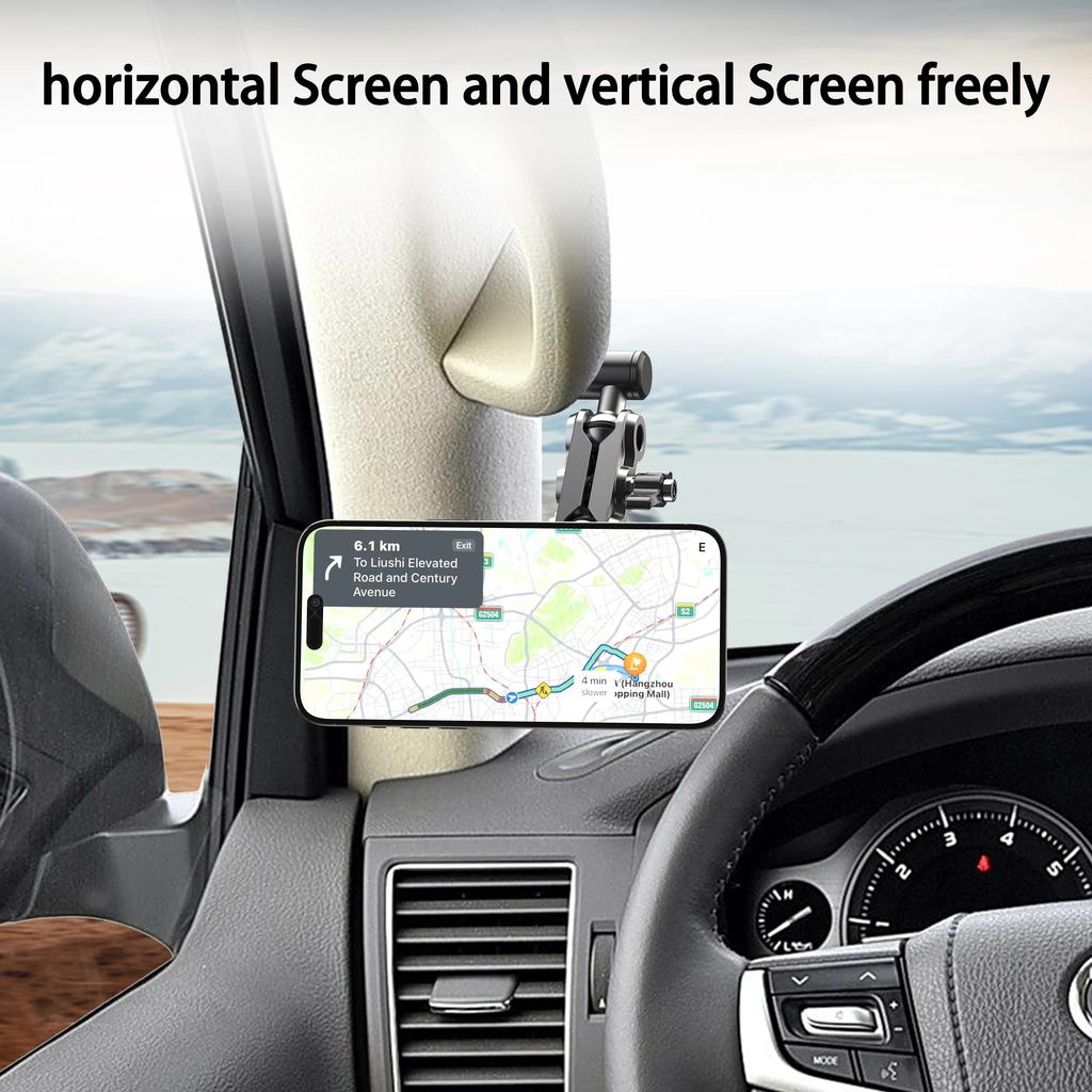 A036 Magnetic Phone Holder for Land Cruiser/Tank 300/500/Prado A-Pillar Aluminum Alloy Vehicle Phone Bracket