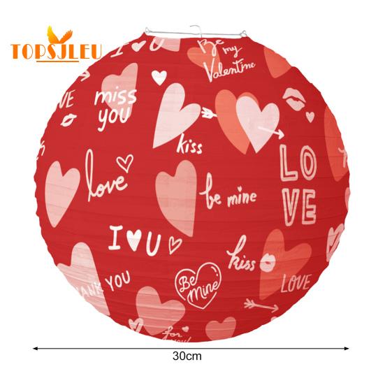 1 ud./6 uds. Linterna del Día de San Valentín, patrón de corazón, colgante de linterna de papel colgante, decoración interior y exterior