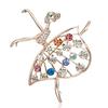 Europe and America Cross Border Fashion Character Brooch Creative Dancing Girl Pearl Rhinestone Painting Oil Brooch Easiest for Match JN Accessories