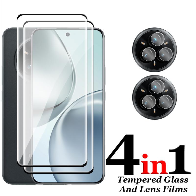 4PCS [2+2 Pack] HD Clear For Realme 14 Pro+ Realme 14 Pro 5G Glass Curved Edge Screen Protector Tempered Glass For Realme 14 Pro Plus Lens Film