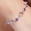 High-quality 925 Sterling Silver custom Heart Purple Crystal Zircon Bracelets For Woman Party wedding Engagement Costume Jewelry